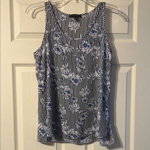 Primark Blue Floral & Stripe Sleeveless Tank Top Size 6